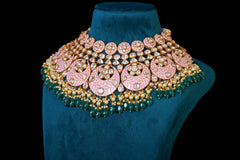 Pink Blushing Beauty Bridal Necklace Set: Exquisite Silver Jewelry by Khaitan Jewels