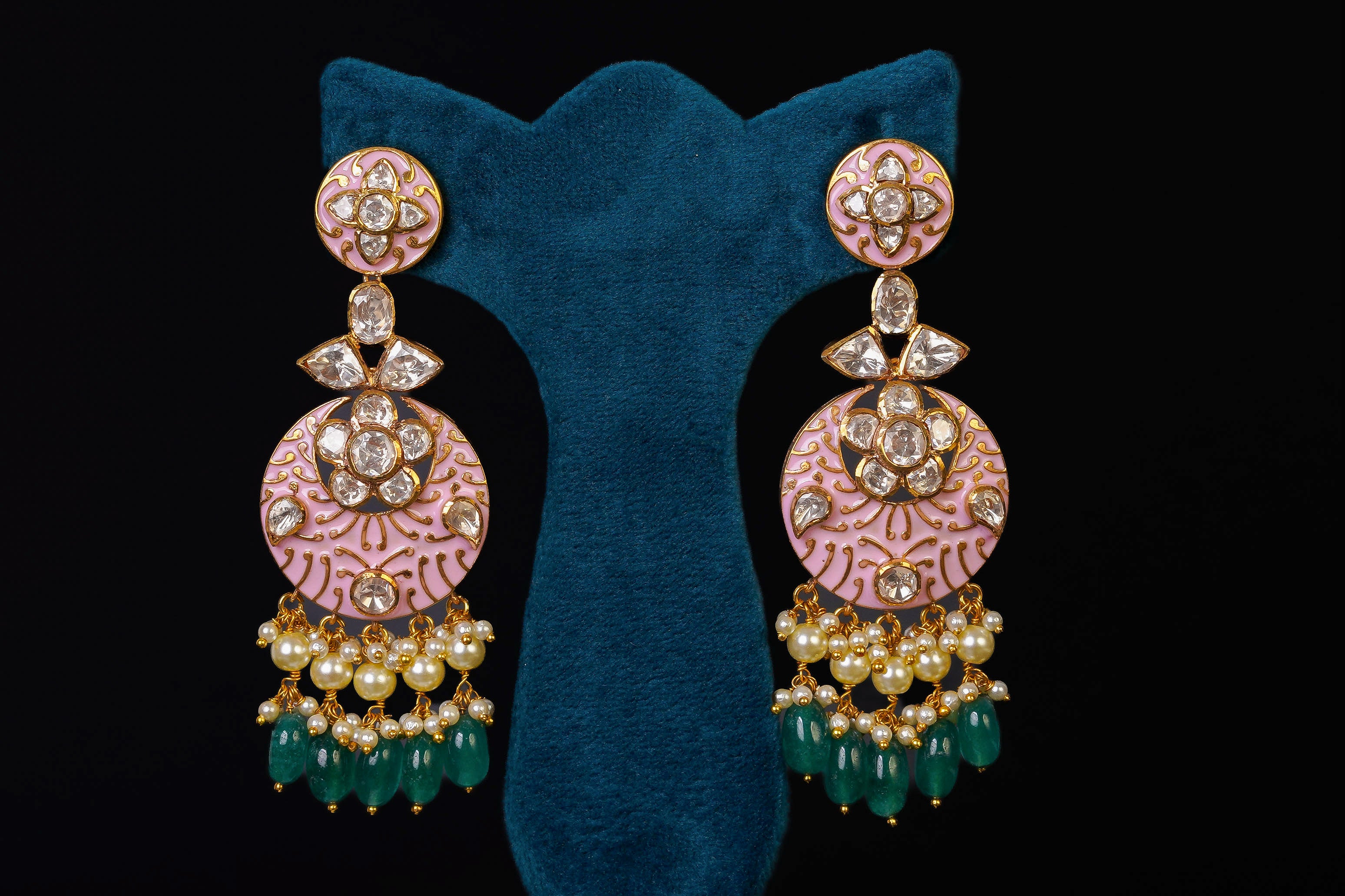 Pink Blushing Beauty Bridal Necklace Set: Exquisite Silver Jewelry by Khaitan Jewels