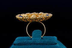 Kundan Ring With Blue Stone Work By Khaitan Jewels