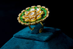 SILVER RING WITH ATTRACTIVE GREEN STONE BY KHAITAN JEWELS