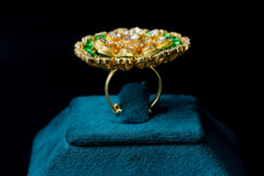 SILVER RING WITH ATTRACTIVE GREEN STONE BY KHAITAN JEWELS