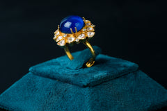 Sapphire Sparkle Polki Ring: Exquisite Jewelry By Khaitan Jewels