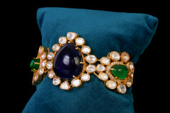RegalStone Silver Kada with Jade and Obsidian by Khaitan Jewels