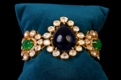 RegalStone Silver Kada with Jade and Obsidian by Khaitan Jewels