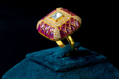 Timeless Ruby Square Ring: Exquisite Jewelry By Khaitan Jewels