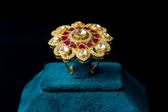Luxurious Crimson Heart Ring: Elegant Silver Jewelry by Khaitan Jewels