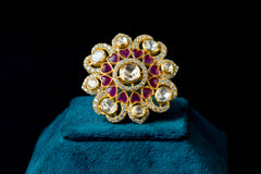 Luxurious Crimson Heart Ring: Elegant Silver Jewelry by Khaitan Jewels