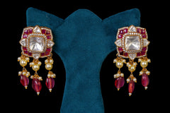 Crimson Butterfly Polki Necklace Set: Exquisite 18KT Gold Plated Jewelry By Khaitan Jewels