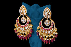 CHAND BALIYA WITH RED STONE HANGING BY KHAITAN JEWELS