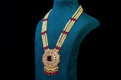 Red Stone Majesty Necklace Set: Exquisite Silver Jewelry By Khaitan Jewels