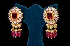 Red Stone Majesty Necklace Set: Exquisite Silver Jewelry By Khaitan Jewels