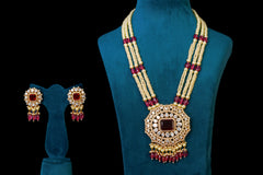 Red Stone Majesty Necklace Set: Exquisite Silver Jewelry By Khaitan Jewels