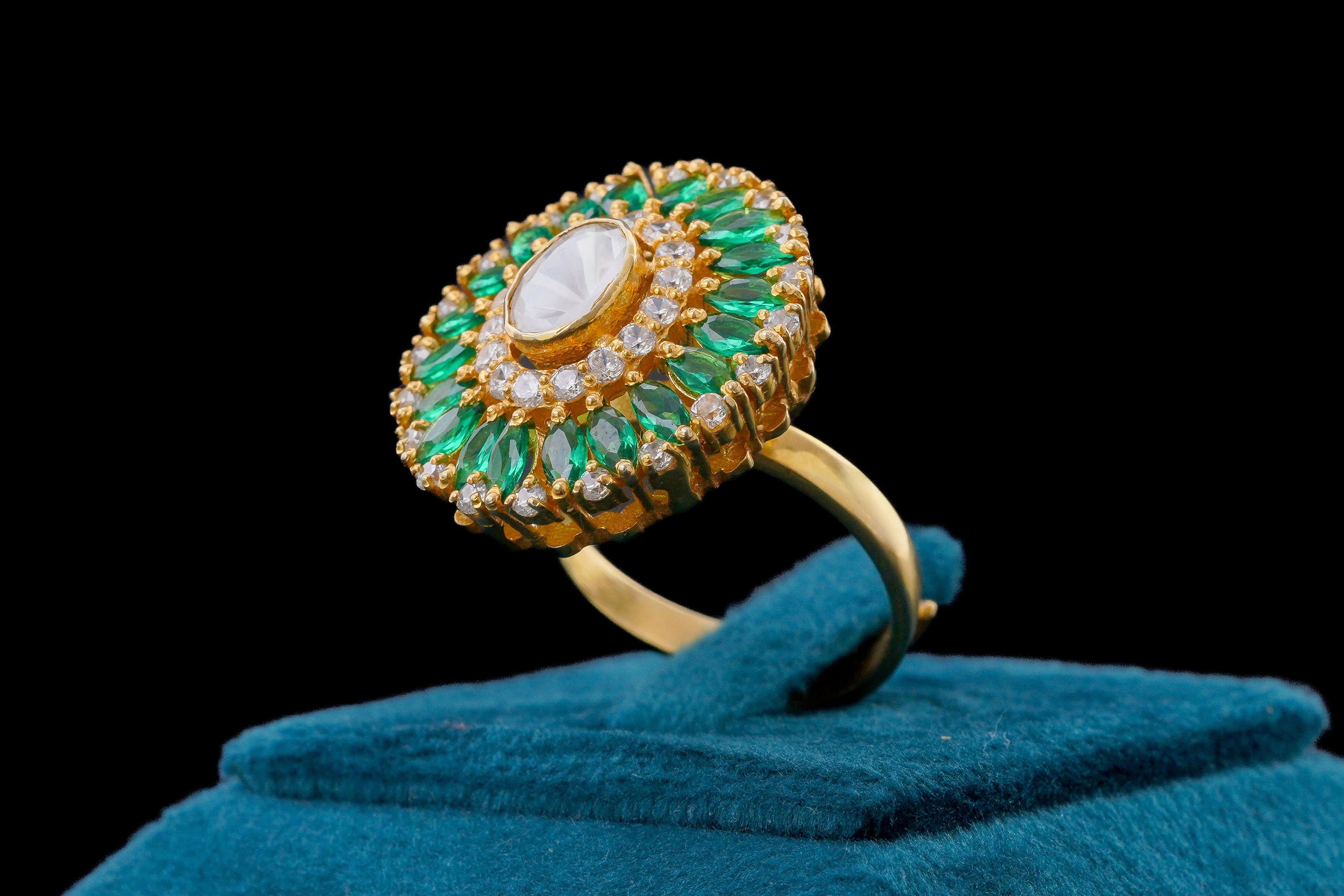Greenstone Sterling Ring By Khaitan Jewels