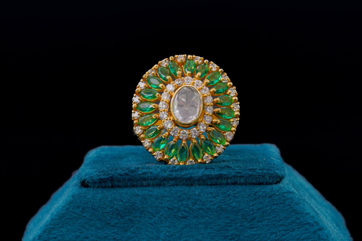 Greenstone Sterling Ring By Khaitan Jewels