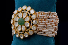 Silver Kundan Pearl Bracelet by Khaitan Jewels