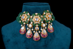 Jade Sparkle Silver Necklace by Khaitan Jewels