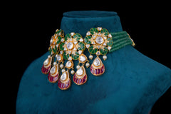 Jade Sparkle Silver Necklace by Khaitan Jewels