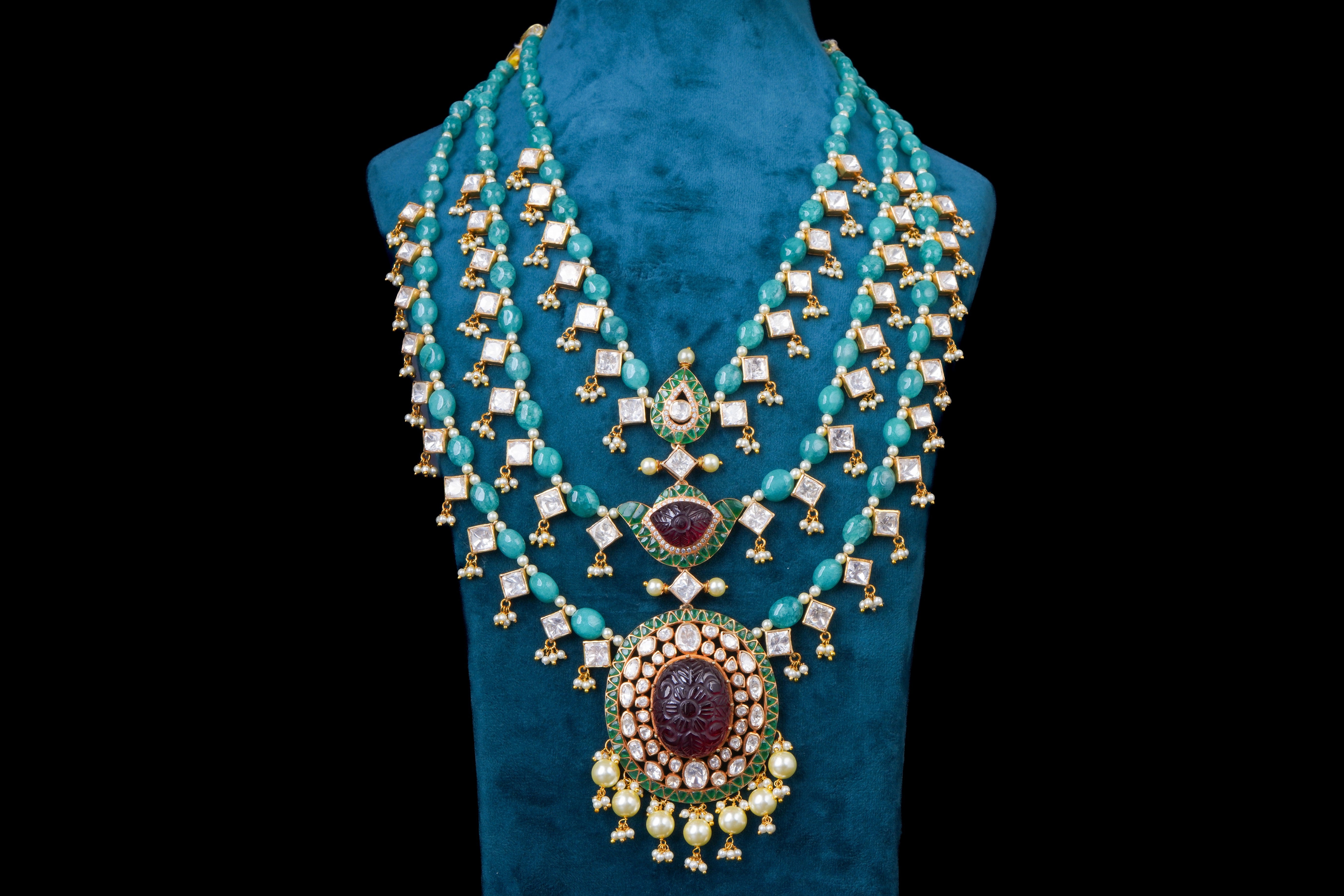 Royal Crimson Silver Necklace by Khaitan Jewels