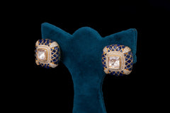 Polki Blue Pearl Elegance Choker Set by Khaitan Jewels