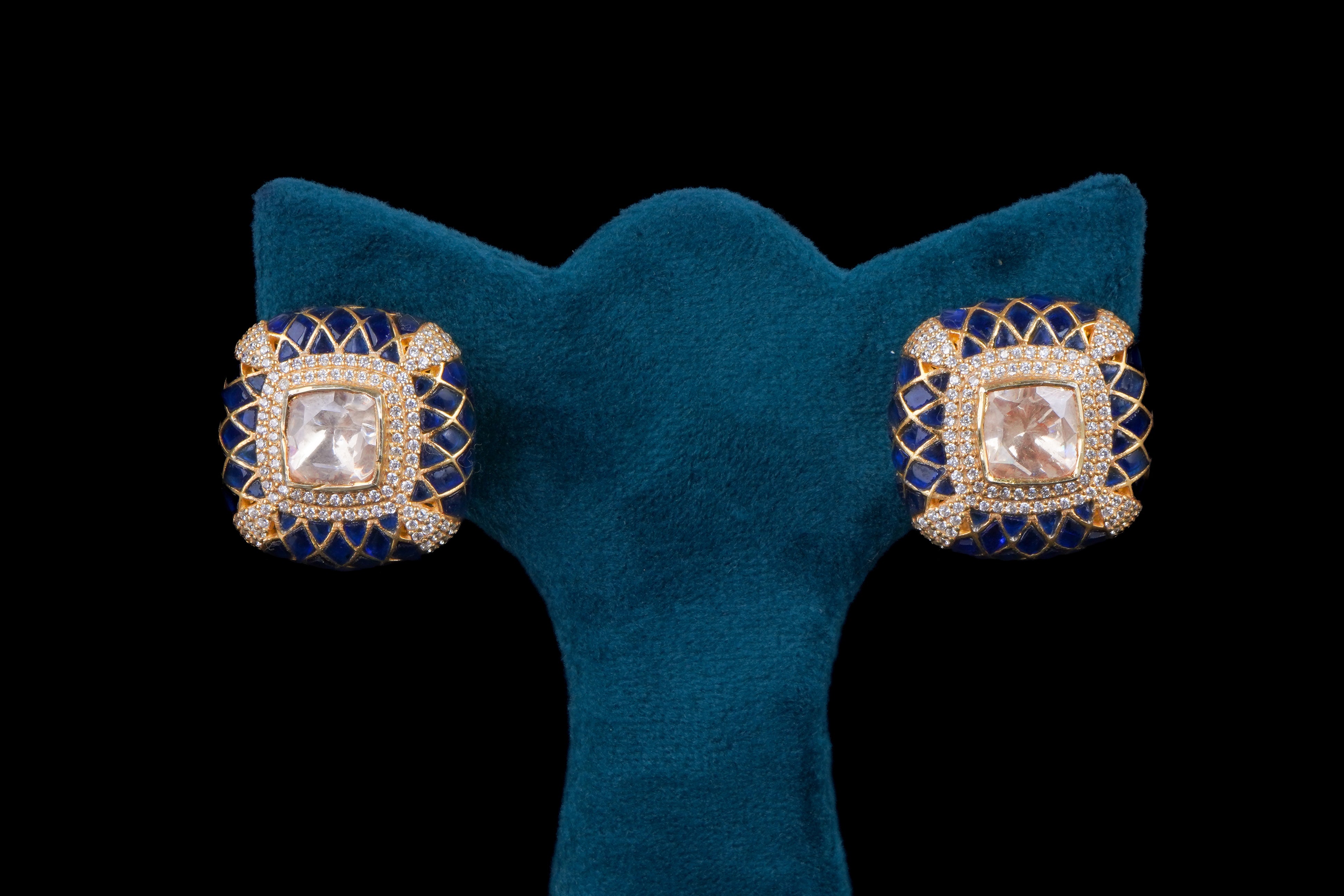 Polki Blue Pearl Elegance Choker Set by Khaitan Jewels