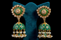 Silver Sage Kundan Earrings by Khaitan Jewels