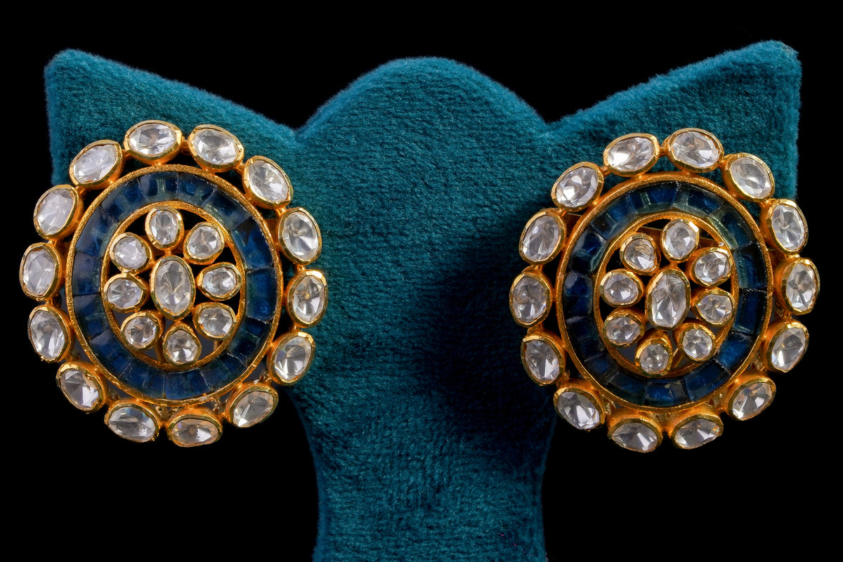 Silver Kundan Grace Earrings by Khaitan Jewels