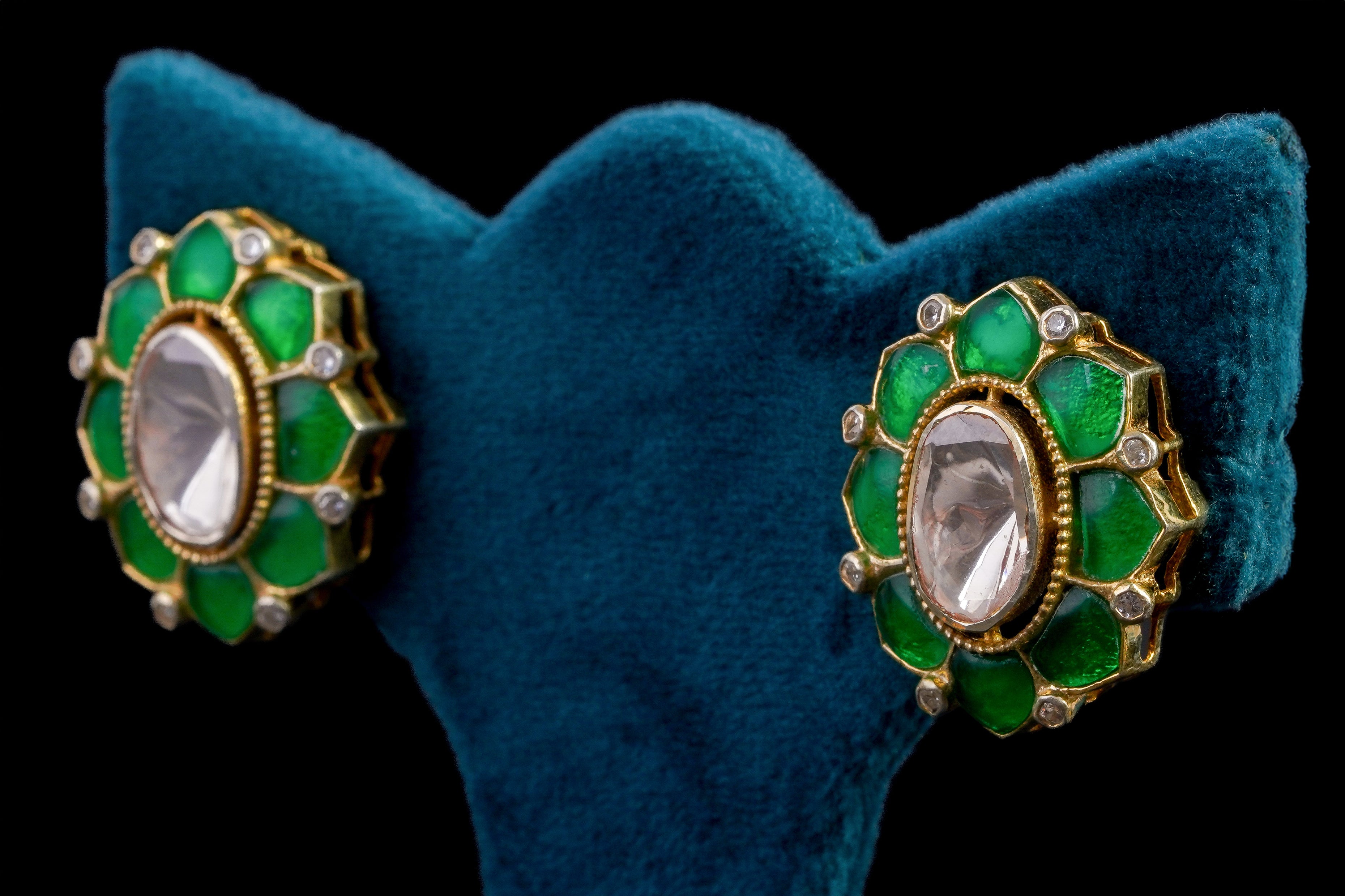 ShimmerKundan Silver Earrings by Khaitan Jewels