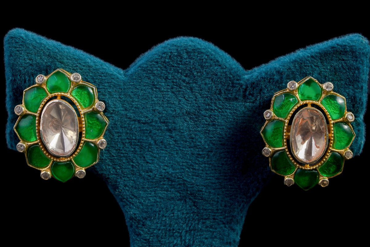 ShimmerKundan Silver Earrings by Khaitan Jewels