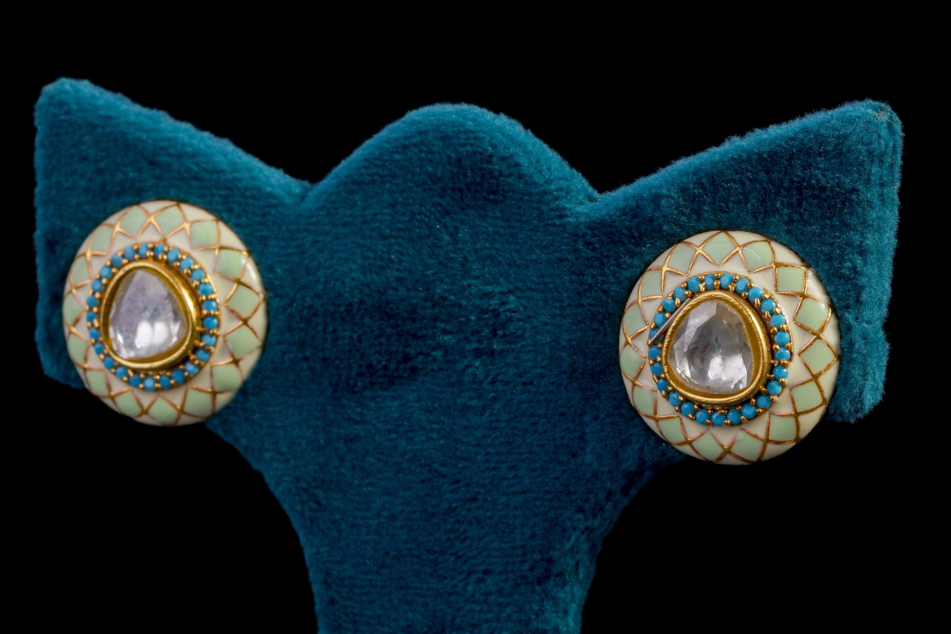 PastelGlow Silver Earrings by Khaitan Jewels