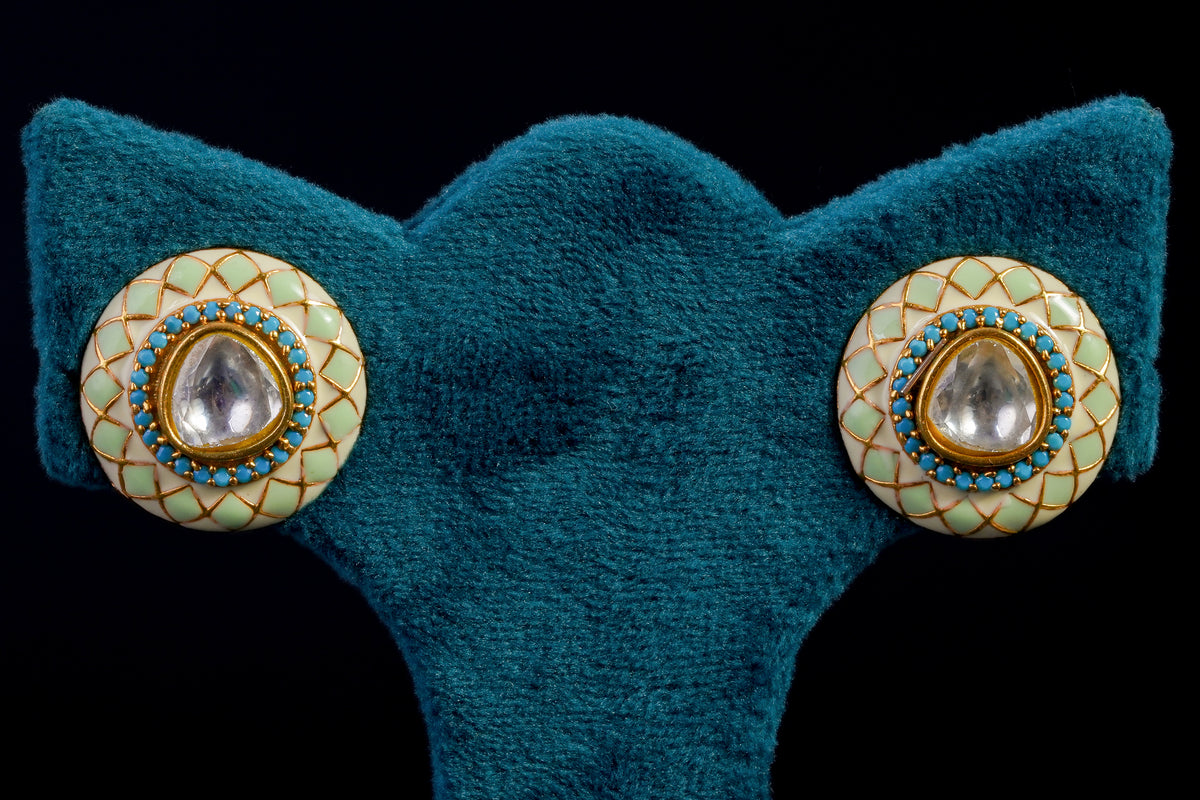 PastelGlow Silver Earrings by Khaitan Jewels