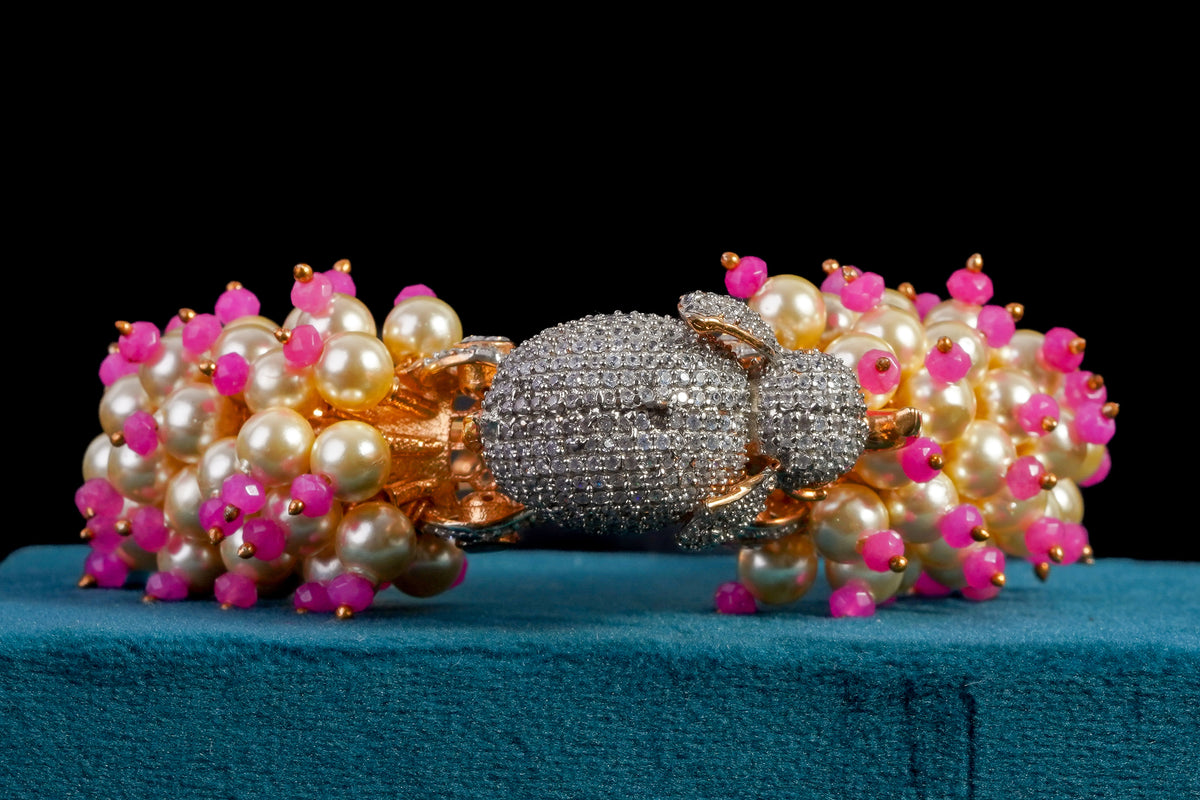 Pink Pearl Pachyderm Sparkle Bracelet by Khaitan Jewels
