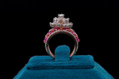 Blushing Rose Design Diamond Ruby Ring By Khaitan Jewels