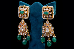 Kundan Splendor Silver Earrings by Khaitan Jewels