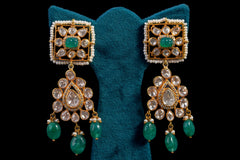Kundan Splendor Silver Earrings by Khaitan Jewels