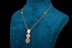 Polki Green Stone Necklace by Khaitan Jewels