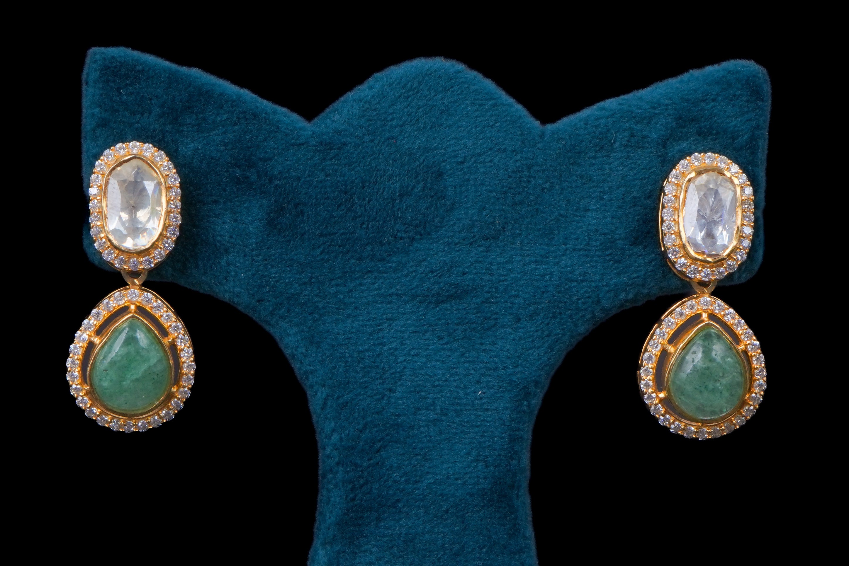 Polki Green Stone Necklace by Khaitan Jewels