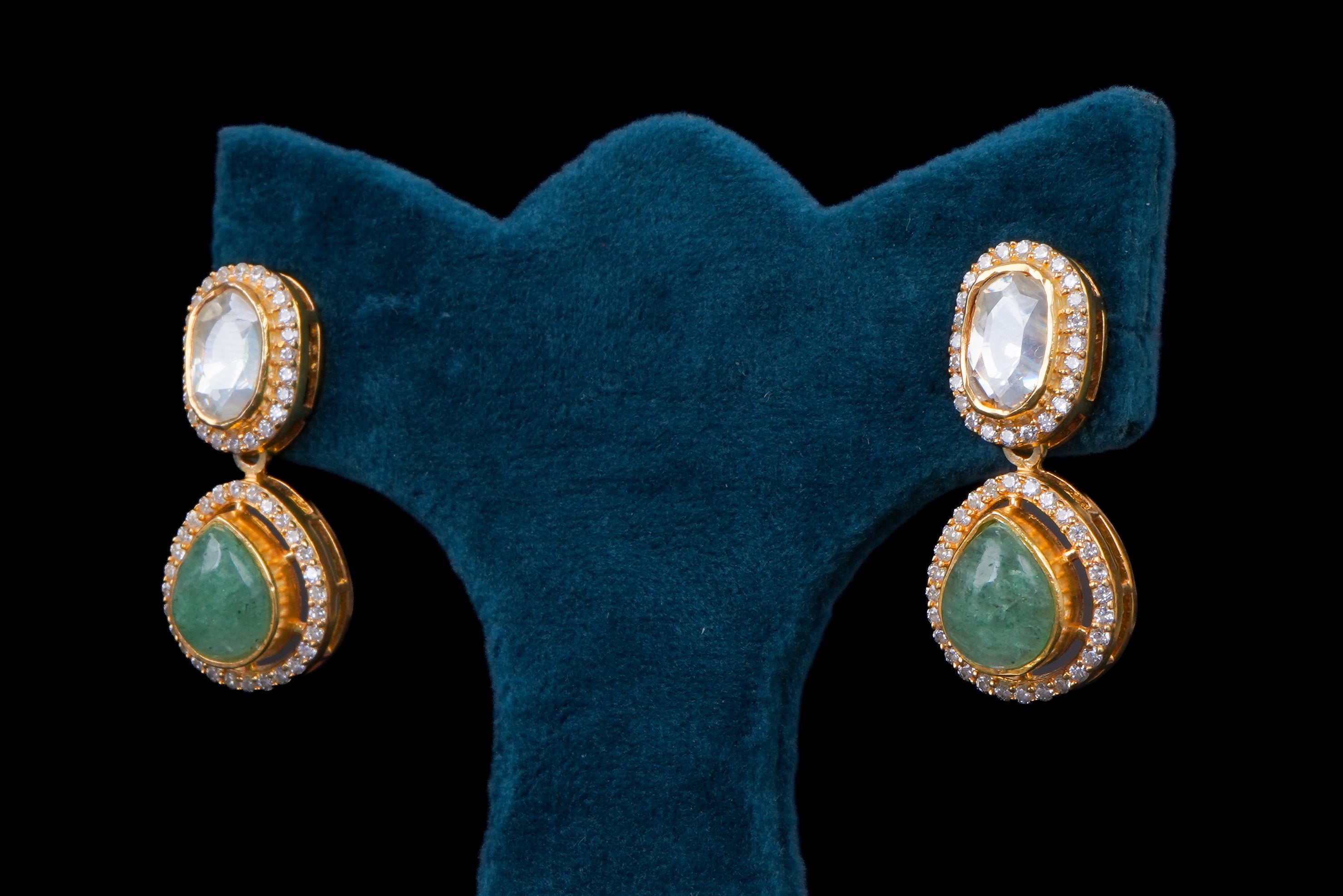 Polki Green Stone Necklace by Khaitan Jewels