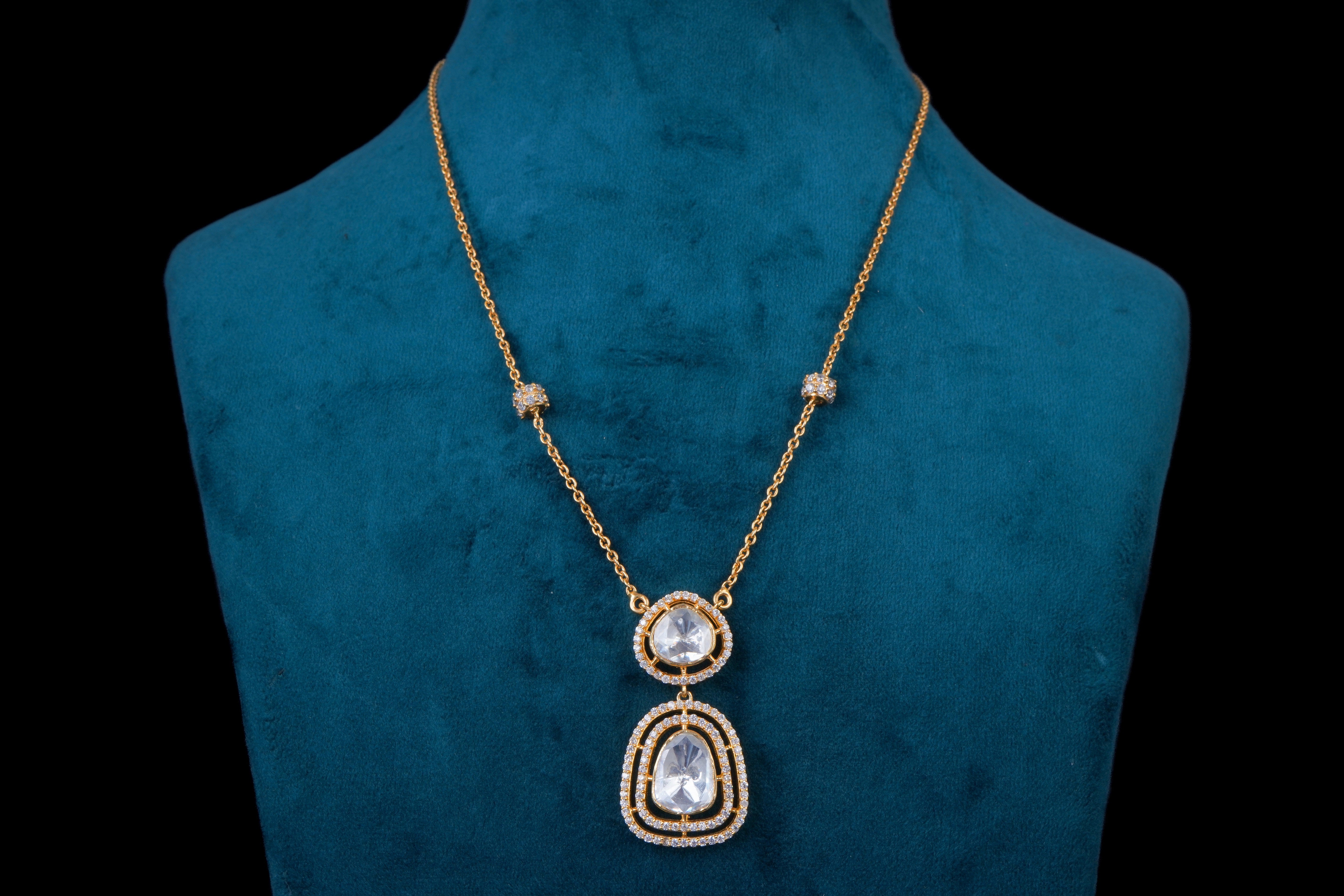 Diamond Dazzle Polki Necklace Set by Khaitan Jewels
