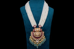 Timeless Grace: Kundan-Infused Pearl Necklace Set by Khaitan Jewels