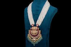 Timeless Grace: Kundan-Infused Pearl Necklace Set by Khaitan Jewels