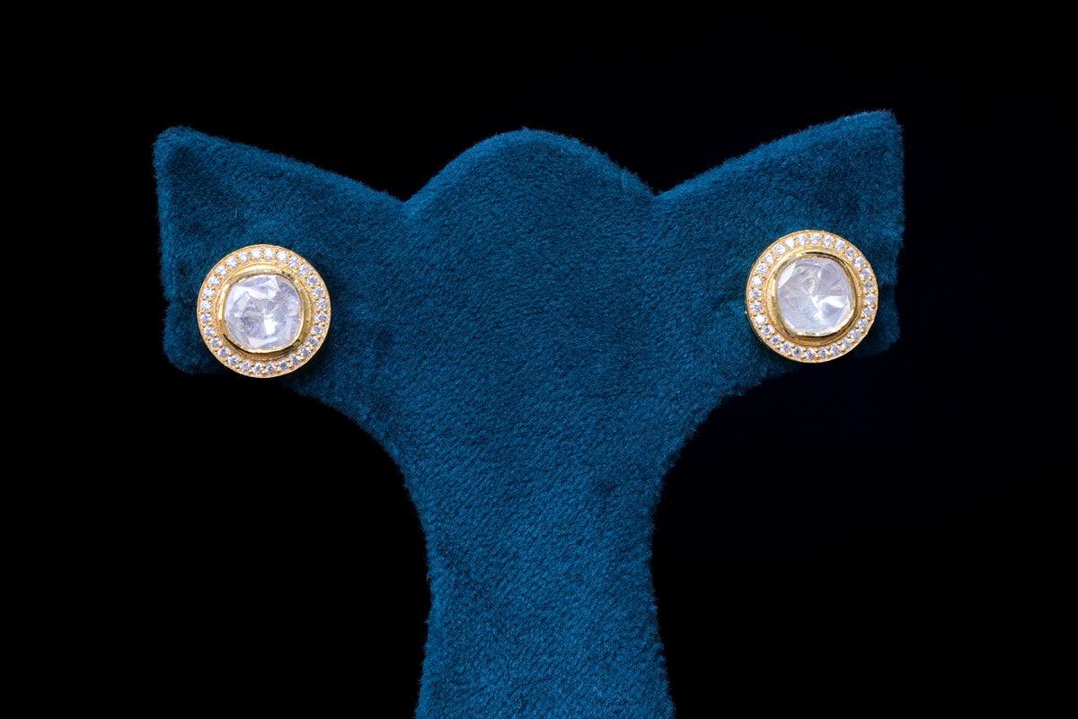 Classic Polki Earrings in Silver By Khaitan Jewels