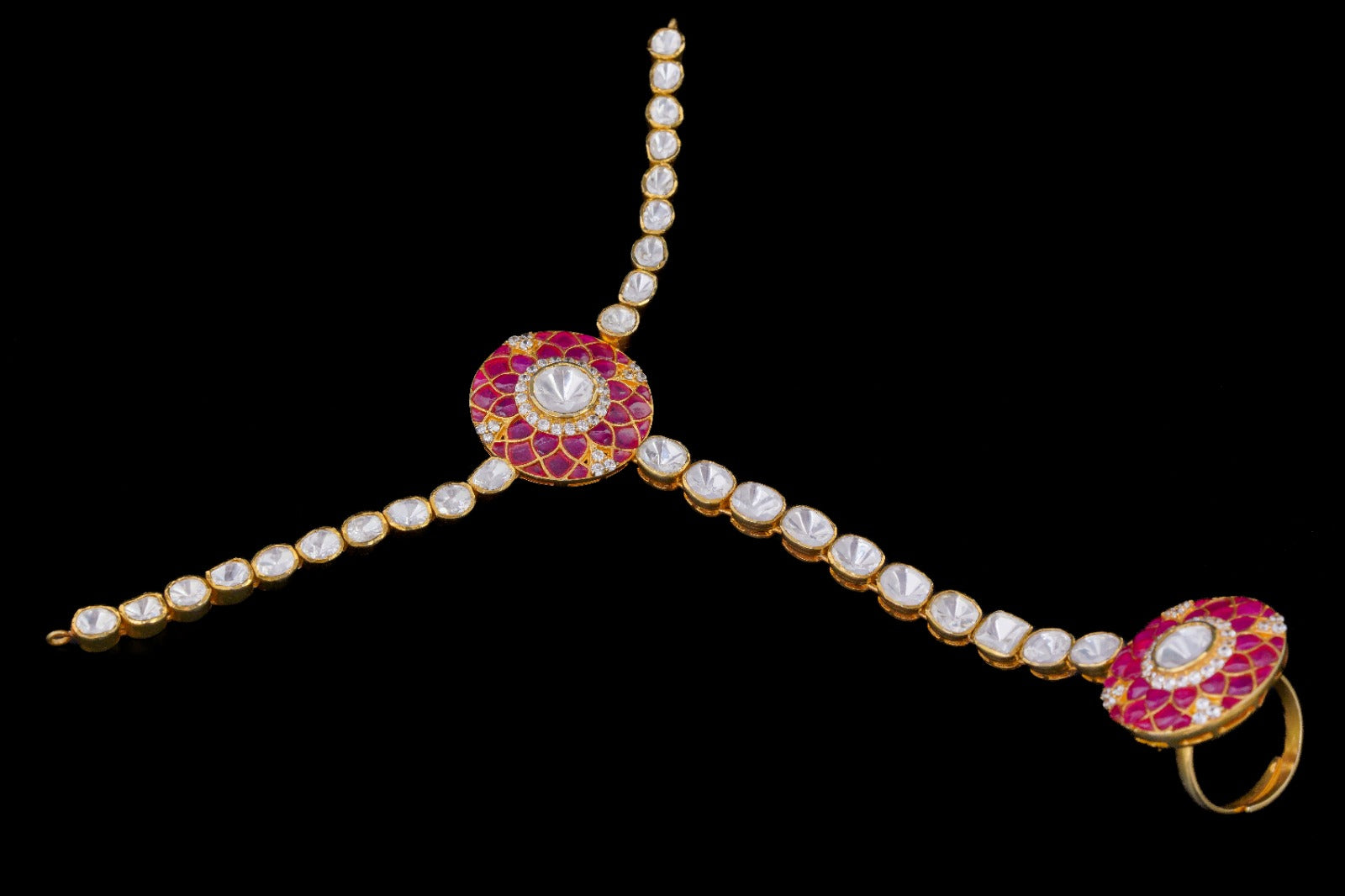 Ruby Kundan Hathphool Pair By Khaitan Jewels