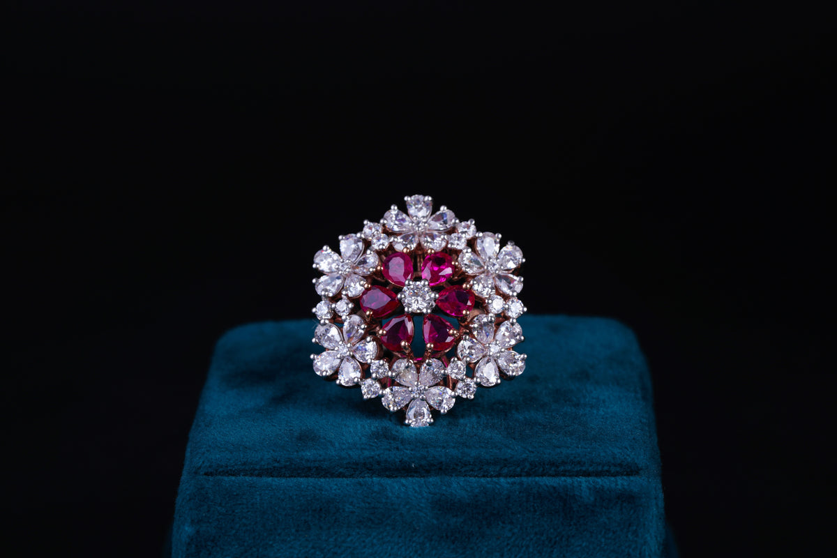 Floral Ember Ring By Khaitan Jewels